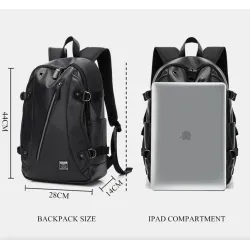 Modischer Lederrucksack - 15,6 Zoll Laptoptasche - Kopfhörerloch - Wasserdicht