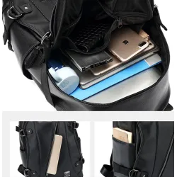Modischer Lederrucksack - 15,6 Zoll Laptoptasche - Kopfhörerloch - Wasserdicht