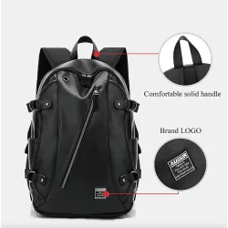 Modischer Lederrucksack - 15,6 Zoll Laptoptasche - Kopfhörerloch - Wasserdicht