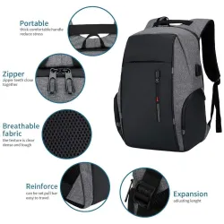 Fashionable backpack - 15.6 inch laptop bag - USB charging port - waterproofBackpacks