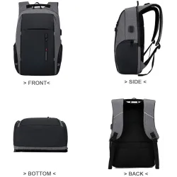 Modischer Rucksack - 15,6 Zoll Laptoptasche - USB-Ladeanschluss - Wasserdicht