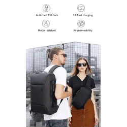 Multifunktionaler eleganter Rucksack - 15,6 Zoll Laptoptasche - Diebstahlschutz - USB-Ladeanschluss - Wasserdicht