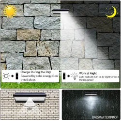 LED-Solarleuchte für den Außenbereich - wasserdichte Wandleuchte - mit Bewegungssensor