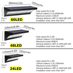LED-Solarleuchte für den Außenbereich - wasserdichte Wandleuchte - mit Bewegungssensor