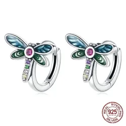 Bunte Kristalllibelle - Ohrstecker - 925 Sterling Silber