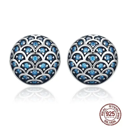 Elegante runde Ohrstecker - Legend Of The Sea - Zirkonia - 925er Sterlingsilber
