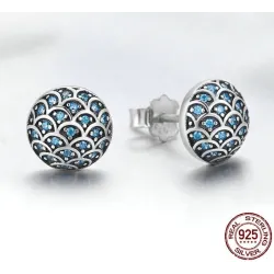 Elegante runde Ohrstecker - Legend Of The Sea - Zirkonia - 925er Sterlingsilber