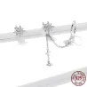 Elegante Ohrhänger mit Sternen - asymmetrisch - mit Kette / Kristallen - 925er Sterlingsilber