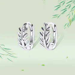 Runde Ohrringe in Blattform - 925er Sterlingsilber