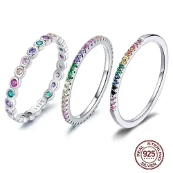 Eleganter Regenbogenring - bunter Zirkon - 925 Sterling Silber
