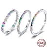 Eleganter Regenbogenring - bunter Zirkon - 925 Sterling Silber