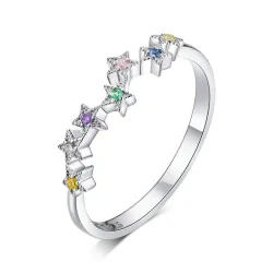 Eleganter Regenbogenring - bunter Zirkon - 925 Sterling Silber