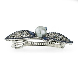 Elegante Haarspange - Kristallblätter / Perle