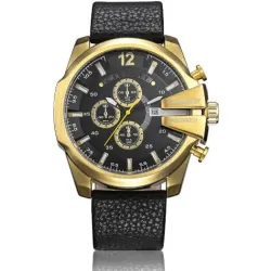 Cagarny - military sports watch - leather strap - stainless steelWatches