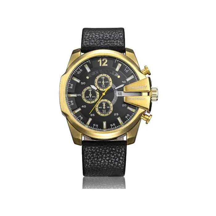 Cagarny - military sports watch - leather strap - stainless steelWatches