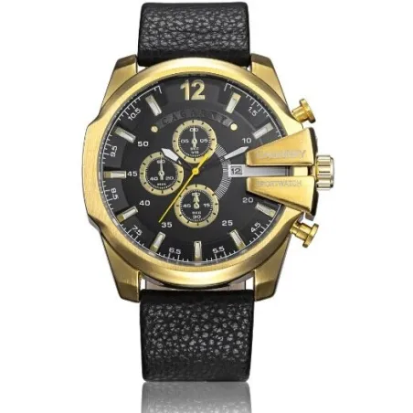 Cagarny - military sports watch - leather strap - stainless steelWatches