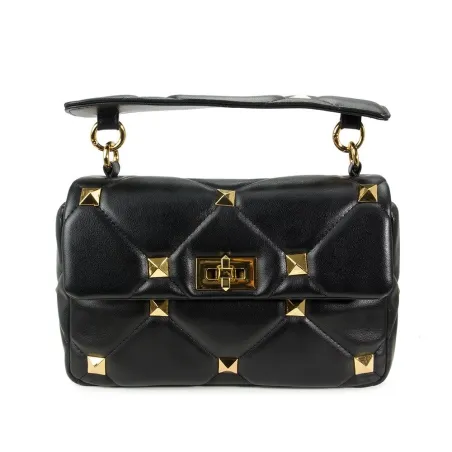 Luxuriöse Tasche - mit Nieten / Kettenriemen / Tragegriff - echtes Leder