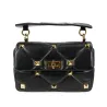 Luxurious bag - with rivets / chain strap / handle - genuine leatherHandbags