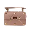 Luxurious bag - with rivets / chain strap / handle - genuine leatherHandbags