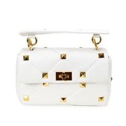 Luxurious bag - with rivets / chain strap / handle - genuine leatherHandbags