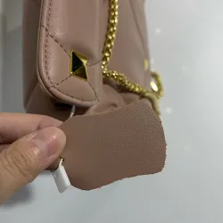 Luxurious bag - with rivets / chain strap / handle - genuine leatherHandbags