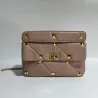 Luxurious bag - with rivets / chain strap / handle - genuine leatherHandbags