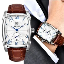BENYAR - luxuriöse Quarzuhr - wasserdicht - Lederarmband