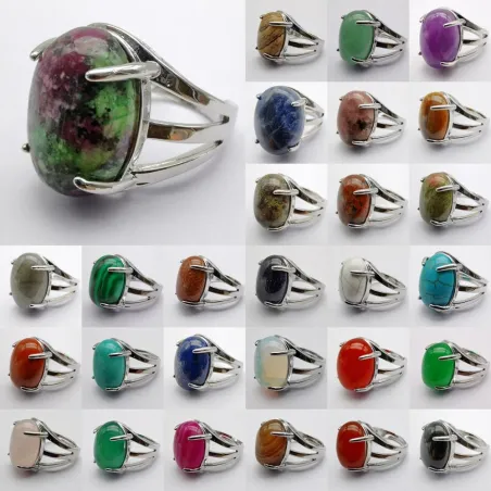 Vintage Ring - mit Naturstein - Kristall Tigerauge - Rhodonit - Sodalith - Sandstein - Labradorit - Lapis