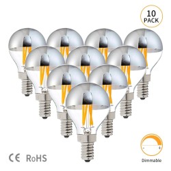 LED Leuchtmittel - G45 Silber Spiegelkugel - dimmbar - warmweiß - 4W - E12 - E14 - E26 - E27 - 10 Stück