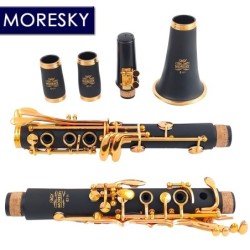 MORESKY - BB-Klarinette - 17 Klappen - mit Stimmzungen - Goldlack - Schwarz