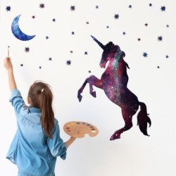 Dekorativer Wandaufkleber - Pferd - Einhorn - Sterne