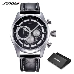 SINOBI - elegante Multifunktions-Quarzuhr - Chronograph - Lederarmband
