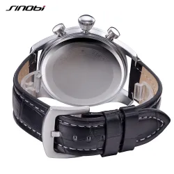 SINOBI - elegant multifunction quartz watch - chronograph - leather strapWatches