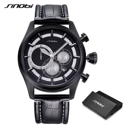 SINOBI - elegante Multifunktions-Quarzuhr - Chronograph - Lederarmband