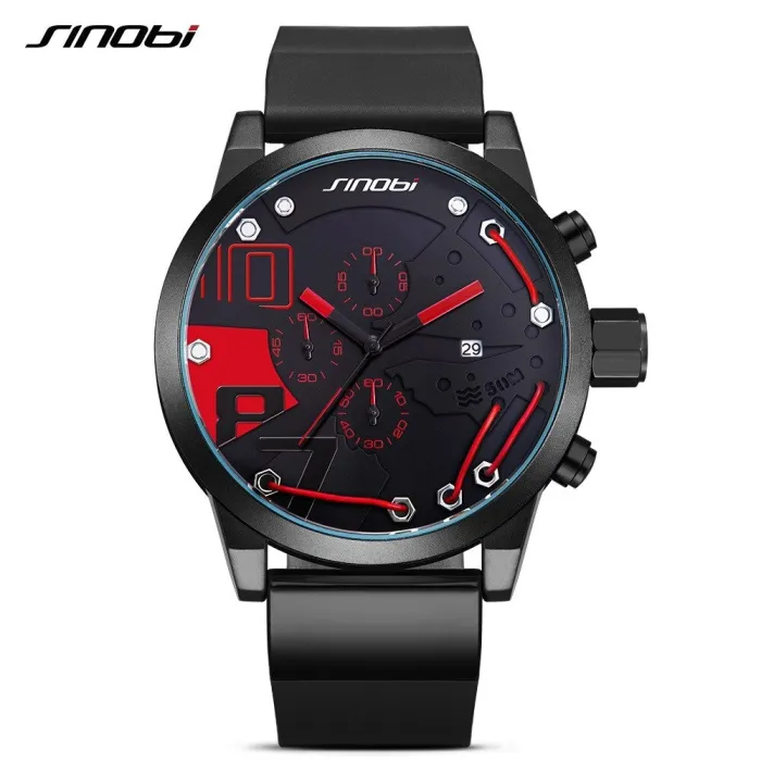 SINOBI - fashionable quartz watch - silicone strap - metal wireWatches