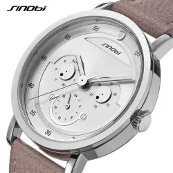 SINOBI - stylische Quarzuhr - Lederarmband - Smile Face Design