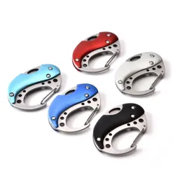 Multifunktions-Minimesser - mit Karabiner - faltbar - Edelstahl