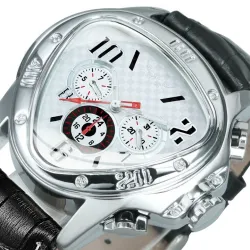 Jaragar – luxuriöse automatische Sportuhr – geometrisches Dreieckszifferblatt – echtes Lederarmband