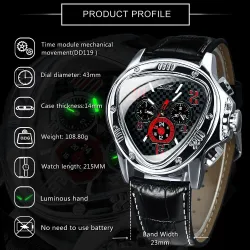 Jaragar – luxuriöse automatische Sportuhr – geometrisches Dreieckszifferblatt – echtes Lederarmband
