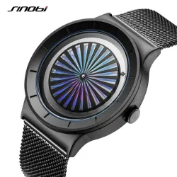 SINOBI - kreative Quarzuhr - buntes Zifferblatt - Edelstahl-Mesh-Armband