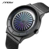 SINOBI - kreative Quarzuhr - buntes Zifferblatt - Edelstahl-Mesh-Armband