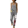 Summer long jumpsuit - jeans romper - flowers printedJumpsuits
