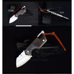 Mini foldable knife - stainless steel - wooden handle - with leather coverKnives & Multitools