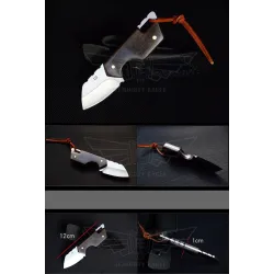 Mini foldable knife - stainless steel - wooden handle - with leather coverKnives & Multitools