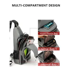Luxurious chest / shoulder bag - backpack - USB charging port - waterproof - unisexBackpacks