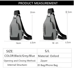 Luxurious chest / shoulder bag - backpack - USB charging port - waterproof - unisexBackpacks