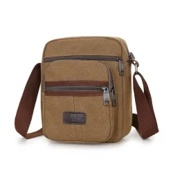 Stylish canvas shoulder bag - with zippersBags