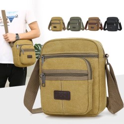 Stylish canvas shoulder bag - with zippersBags