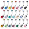 Nabelring - mit einem Kristall - Piercing - 5 - 8 mm - 10 Stück