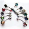 Nabelring - mit einem Kristall - Piercing - 5 - 8 mm - 10 Stück